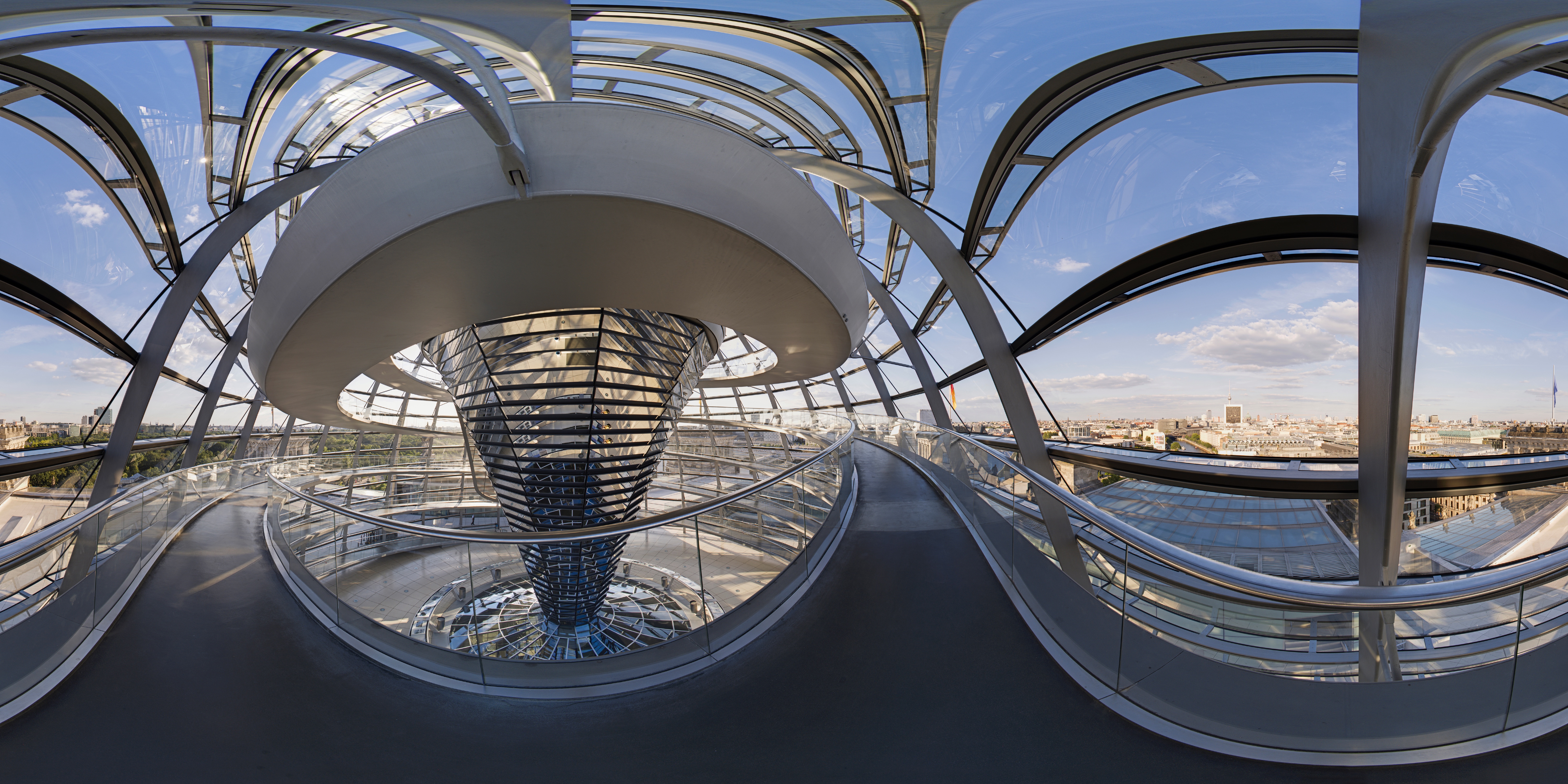 Reichstagskuppel im 360° Panorama, Regierungsviertel, Berlin, Deutschland, Europa